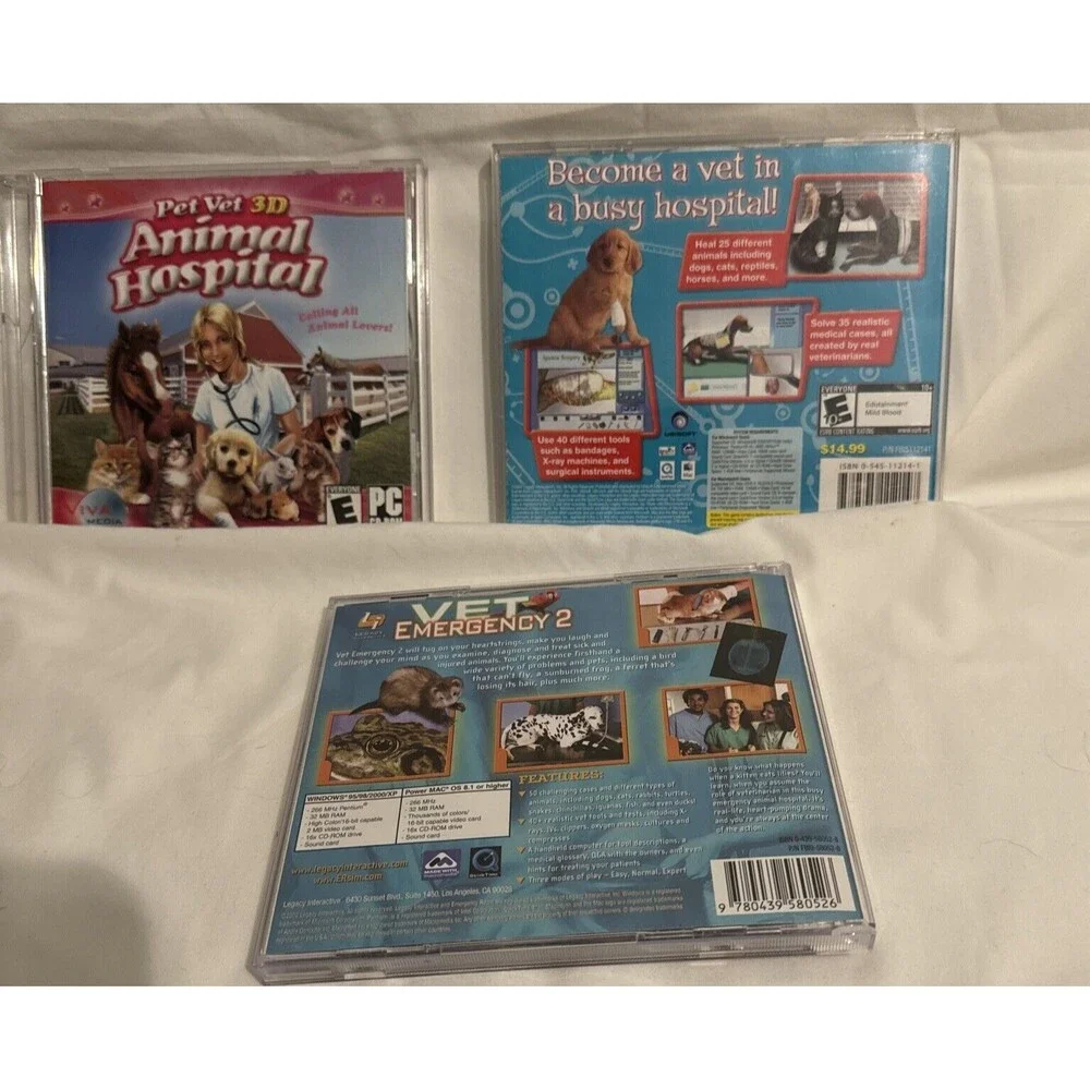 Petz Vet, Pet Vet 3D Animal Hospital & Vet Emergency 2 CD-ROM Software 2 Discs
